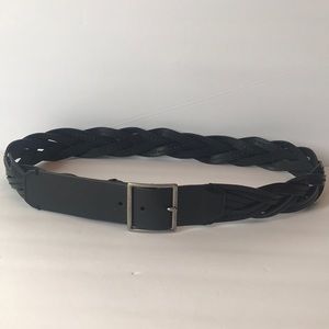 Calvin Klein Black Leather Braided Belt